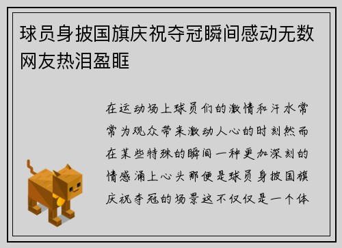 球员身披国旗庆祝夺冠瞬间感动无数网友热泪盈眶