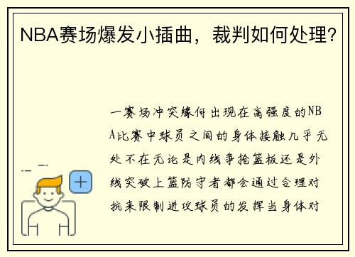NBA赛场爆发小插曲，裁判如何处理？